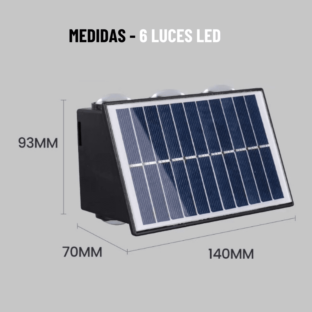 APLIQUE SOLAR LUZ CALIDA- 6 LED ULTRA FUERTE