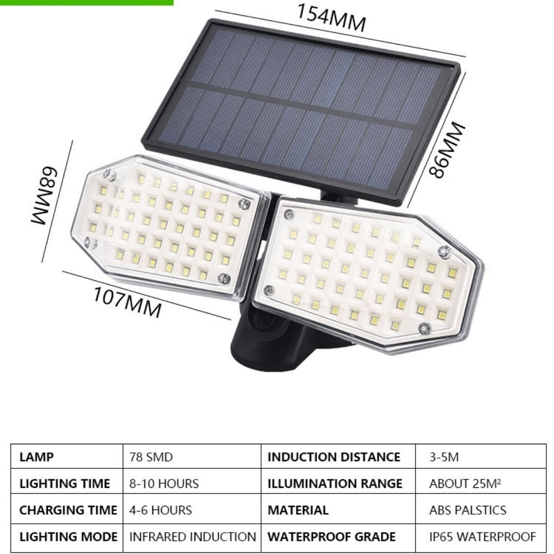 Reflector recargable Solar de 2 cabezales ( Contra entrega solo LIMA)