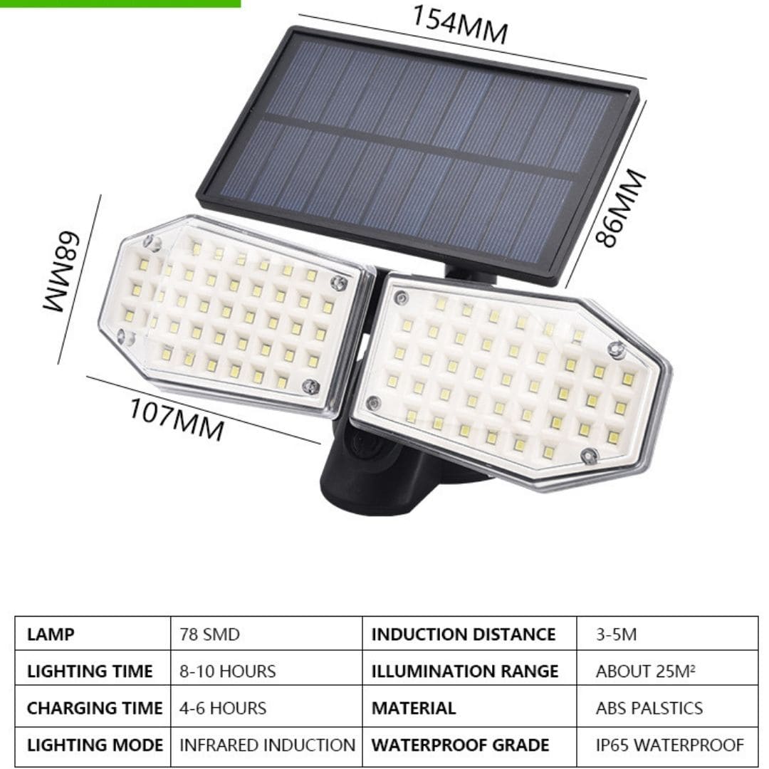 Reflector recargable Solar de 2 cabezales ( Contra entrega solo LIMA)