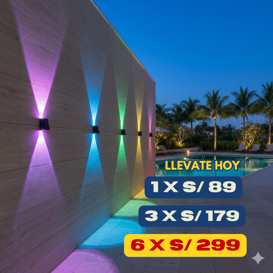 RGB- aplique vertical  multicolor - 2 leds ultra fuerte