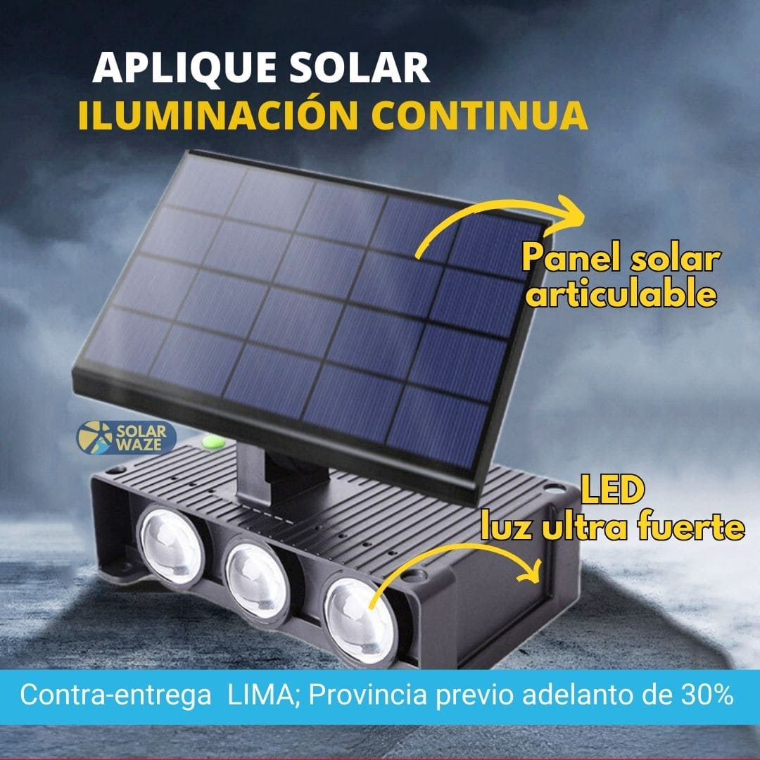 APLIQUE SOLAR- LUZ DIFUMINADA BLANCA - PANEL ARTICULABLE