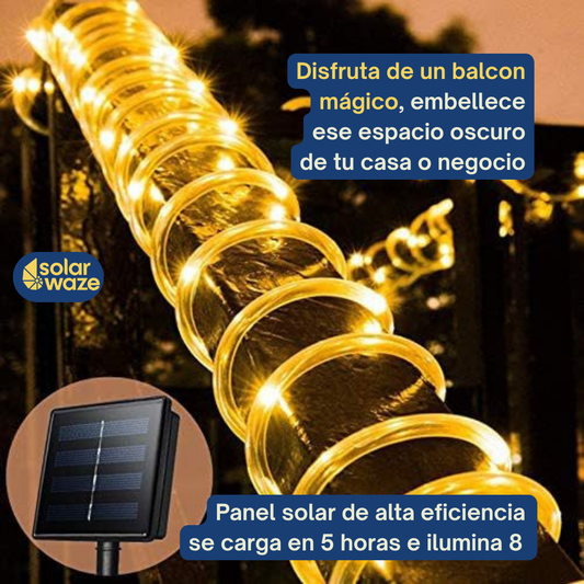TIRA TUBULAR SOLAR 140 LEDS- LUZ CALIDA- 10 M