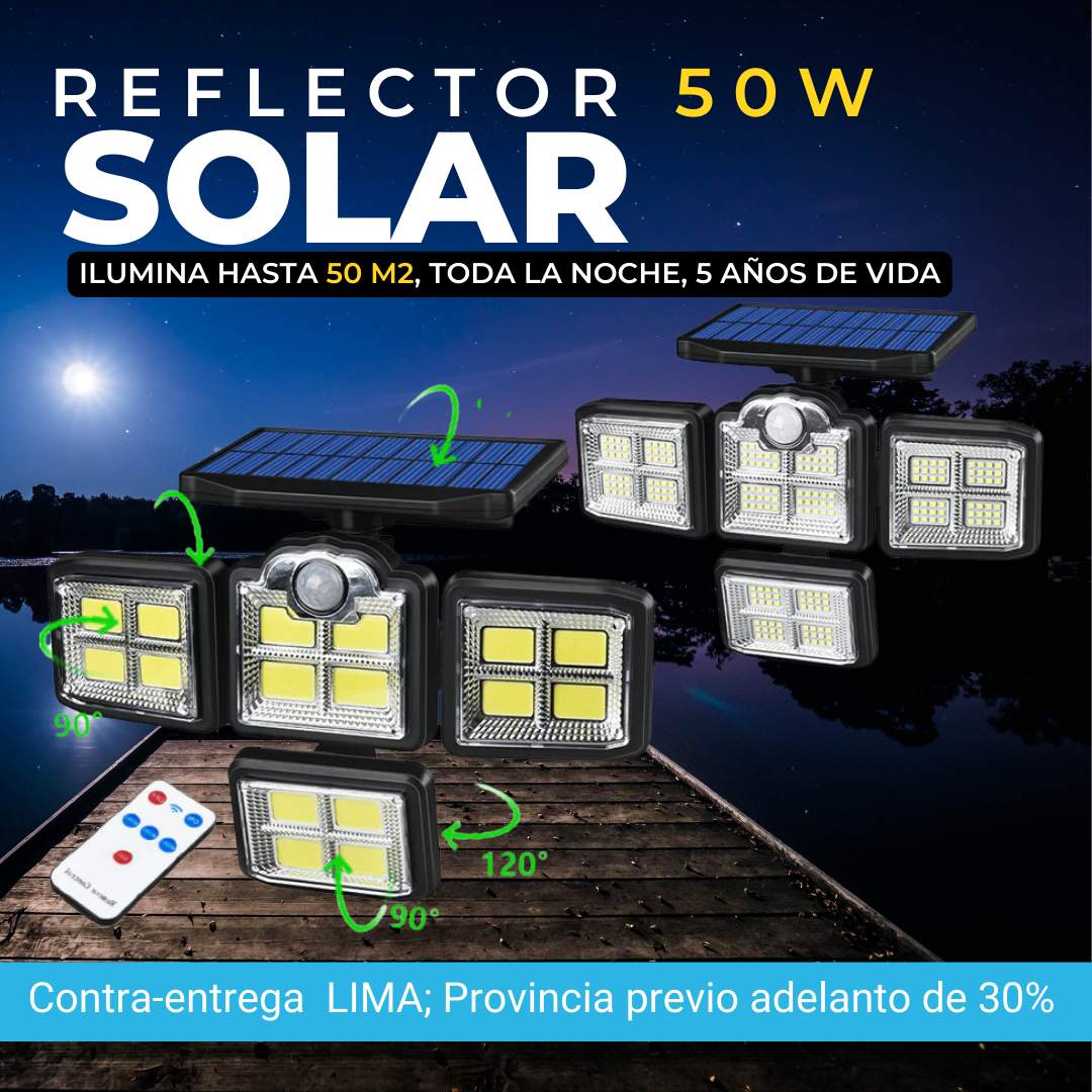 Reflector solar 4 cabezales -198 led ( contra entrega todo lima)