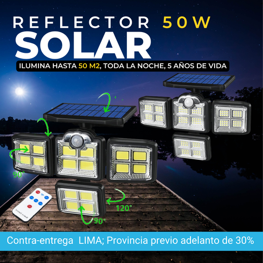 Reflector solar 4 cabezales -198 led ( contra entrega todo lima)