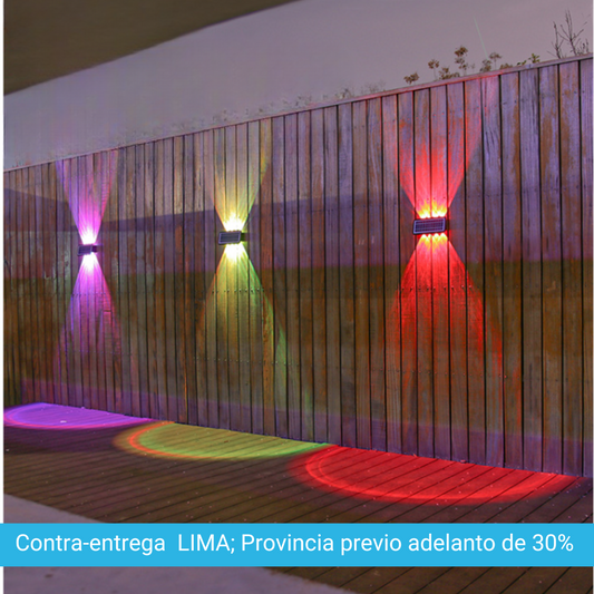 RGB- APLIQUE SOLAR DE LUZ MULTICOLOR DIFUMINADA ( 6 FOCOS LED)