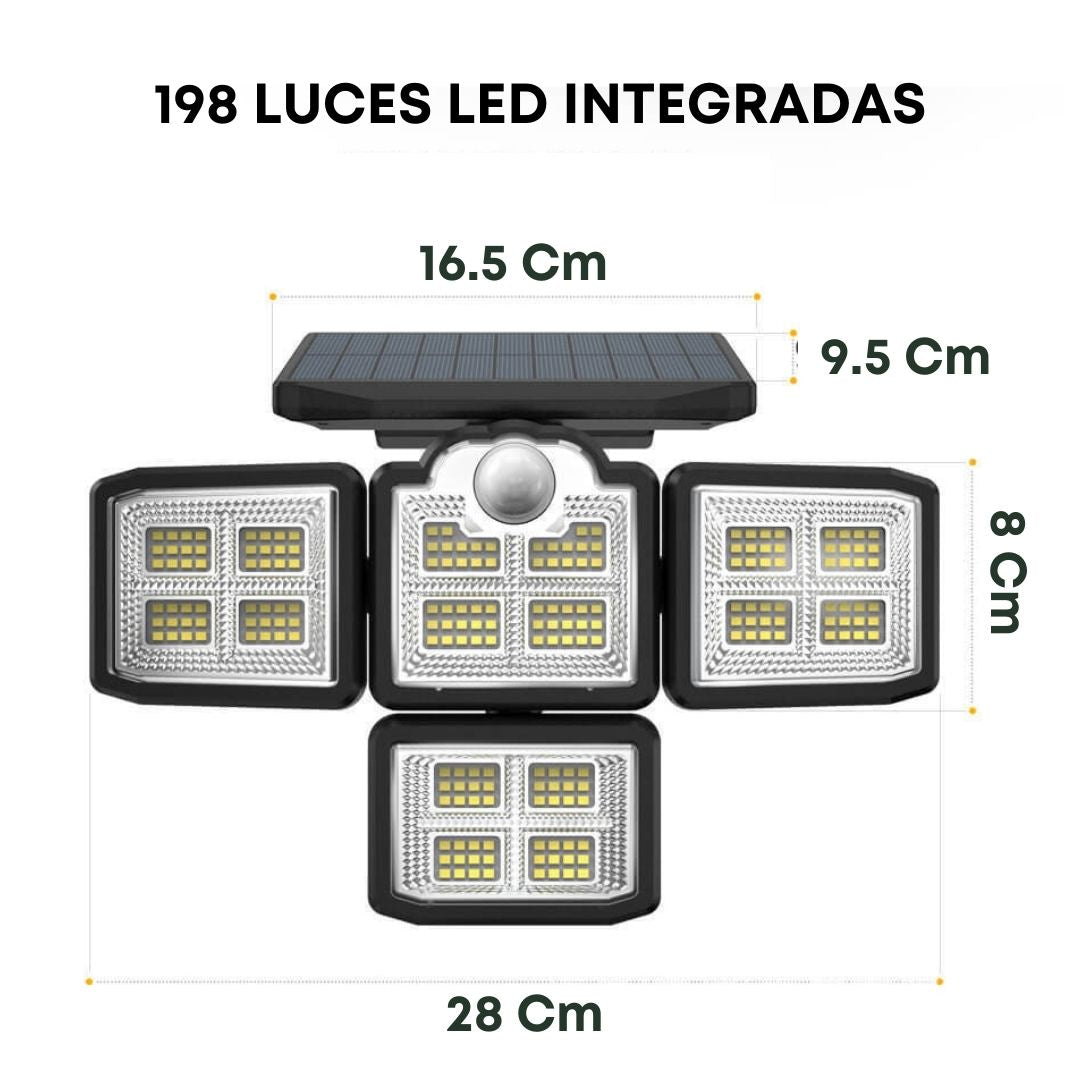 Reflector solar 4 cabezales -198 led ( contra entrega todo lima)