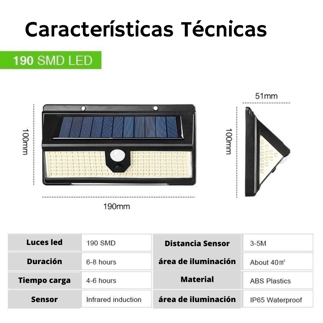 Luz Solar Triangular_ de 190 Leds ( Contra entrega solo LIMA )